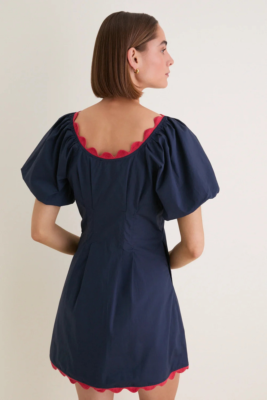 Tuckernuck Navy and Red Ric Rac Daley Mini Dress - Picture 2 of 2